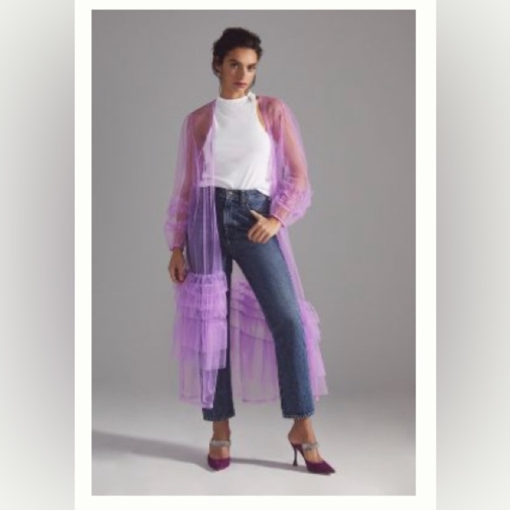 Anthropologie ASYMMETRICAL TULLE KIMONO, One Size